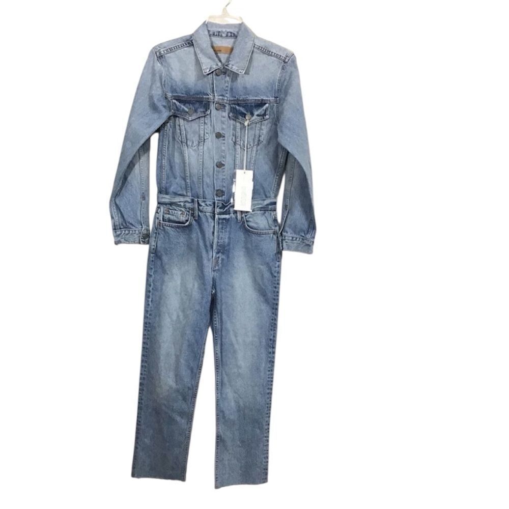 GRLFRND Sloane Utility Jumpsuit Long Sleeve Denim Jean Jumpsuit Size Small - Picture 2 of 8
